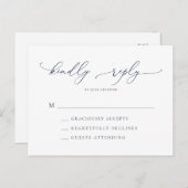 Elegant Navy Moderne Minimal Wedding RSVP Post Postkarte (Vorne/Hinten)