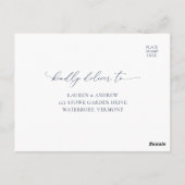 Elegant Navy Moderne Minimal Wedding RSVP Post Postkarte (Rückseite)