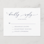 Elegant Navy Moderne Minimal Wedding RSVP Post Postkarte (Vorderseite)