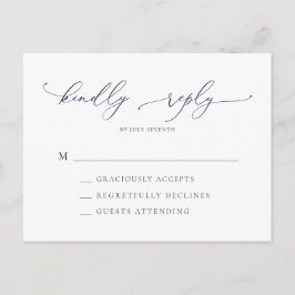 Elegant Navy Moderne Minimal Wedding RSVP Post Postkarte