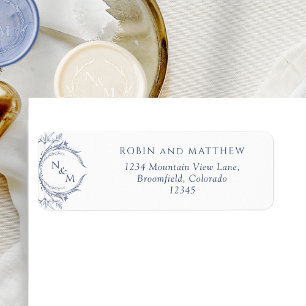 Elegant Navy Monogram-Rücksendeadresse