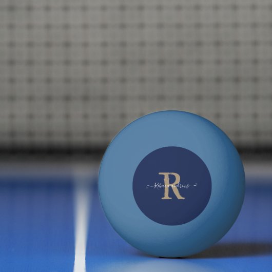 Elegant Navy Monogram Script Initial Name Tischtennisball (Netto)