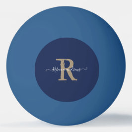 Elegant Navy Monogram Script Initial Name Tischtennisball