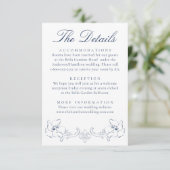 Elegant Navy Ornate Floral Wedding Details Begleitkarte (Stehend Vorderseite)