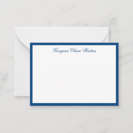 Elegant Navy Personalisiert Classic Script Mitteilungskarte (Vorderseite)