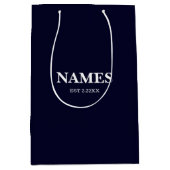 Elegant Navy Personalisiert Name Gift Bag Mittlere Geschenktüte (Vorderseite)