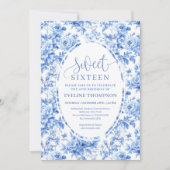 Elegant Navy Roses Digital 16th Birthday Invite Einladung (Vorderseite)