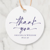 Elegant Navy Script Wedding Danke Tag Geschenkanhänger (Vorderseite)