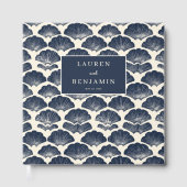 Elegant Navy Seashell Nautical Gästebuch (Vorderseite)