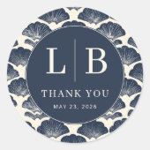 Elegant Navy Shell Motive Runder Aufkleber (Vorderseite)