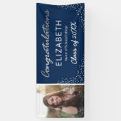 Elegant Navy Silver 2025 Abschluss Foto Banner (Vertikal)