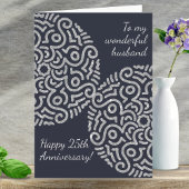 Elegant Navy Silver Mandala Hochzeitstag Karte