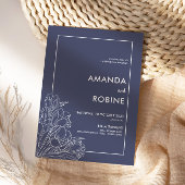 Elegant Navy Tulip Wedding Einladung