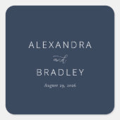Elegant Navy Typographic Quadratischer Aufkleber (Vorderseite)