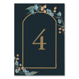 Elegant Navy und Dusty Blue Botanical Tischnummer