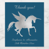 ELEGANT NAVY UNICORN CUSTOMIZABLE WEINETIKETT (Einzelnes Label)