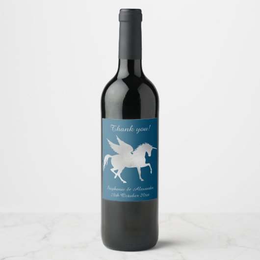 ELEGANT NAVY UNICORN CUSTOMIZABLE WEINETIKETT (Vorderseite)