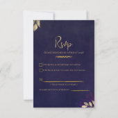 Elegant Navy Velvet Gold Accents Wedding RSVP (Vorderseite)