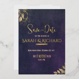Elegant Navy Velvet Gold Foil Luxus Save the Date Folieneinladung