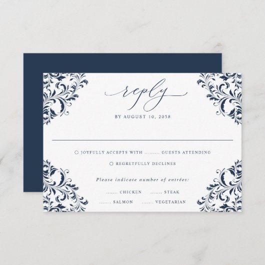 Elegant Navy Vintag Classic Wedding RSVP Car (Vorne/Hinten)