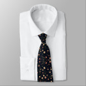Elegant Navy Vintage Floral Tie Pattern Krawatte (Gebunden)