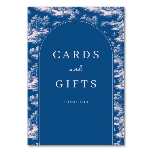 Elegant Navy Vintage Landscape Tischnummer (Vorderseite)