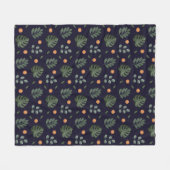 Elegant Navy Watercolor Botanical Leaf Floral  Fleecedecke (Vorderseite (Horizontal))