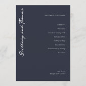 Elegant Navy Wedding Ceremony Program Programm (Vorderseite)