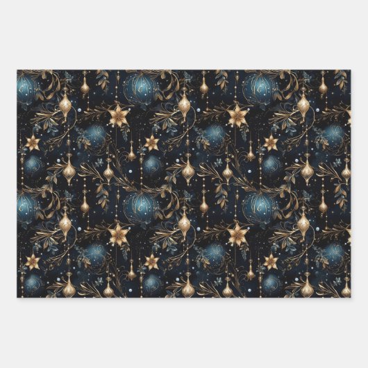 Elegant Navy Weihnachten Geschenkpapier Set (Vorderseite 3)