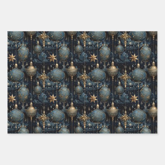 Elegant Navy Weihnachten Geschenkpapier Set (Vorderseite)