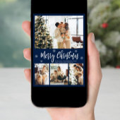 Elegant Navy White 4 Foto Collage Weihnachten