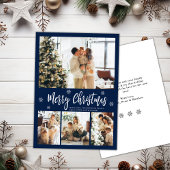 Elegant Navy White 4 Foto Collage Weihnachten