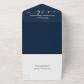 Elegant Navy White Foto Monogram Wedding RSVP All In One Einladung (Außenbereich)