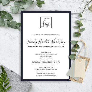 ELEGANT NAVY WHITE YOUR LOGO WORKSHOP EREIGNIS DIN EINLADUNG
