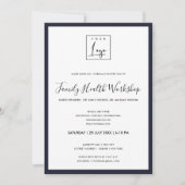 ELEGANT NAVY WHITE YOUR LOGO WORKSHOP EREIGNIS DIN EINLADUNG (Vorderseite)