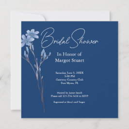 Elegant Navy Wildblume White Script Brautparty