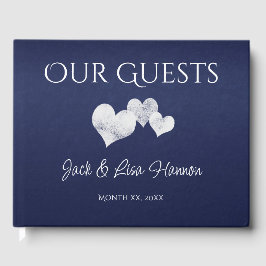 Elegant Navy With Hearts Guest Book Gästebuch
