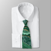 Elegant Neck Tie Agate Green Gold Emerald Marble Krawatte (Gebunden)