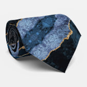Elegant Neck Tie Agate Navy Blue Gold Glitzer Krawatte (Gerollt)