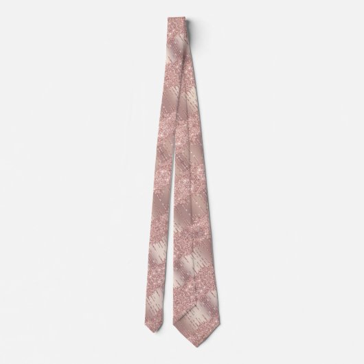 Elegant Neck Tie Rose Gold Blush Glitzer Tropfen Krawatte (Rückseite)