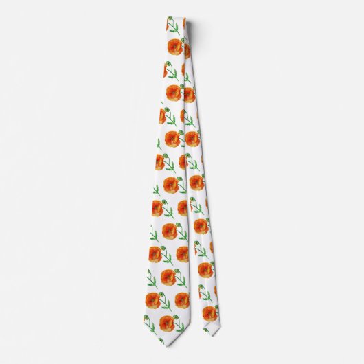 Elegant Neck Tie Roter Mohn Blume Krawatte (Vorderseite)
