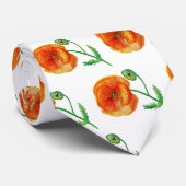 Elegant Neck Tie Roter Mohn Blume Krawatte (Gerollt)