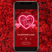 Elegant Neon Heart Valentine's Party Einladung