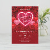 Elegant Neon Heart Valentine's Party Einladung (Stehend Vorderseite)