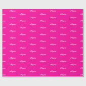 Elegant Neon Pink benutzerdefinierte Skriptname ch Geschenkpapier (Flach)
