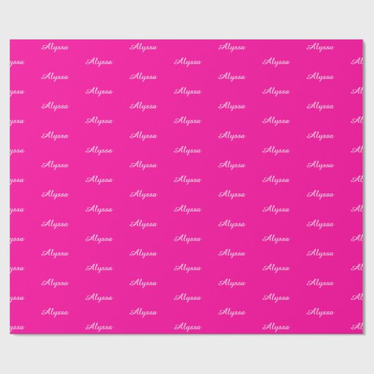 Elegant Neon Pink benutzerdefinierte Skriptname ch Geschenkpapier (Flach)