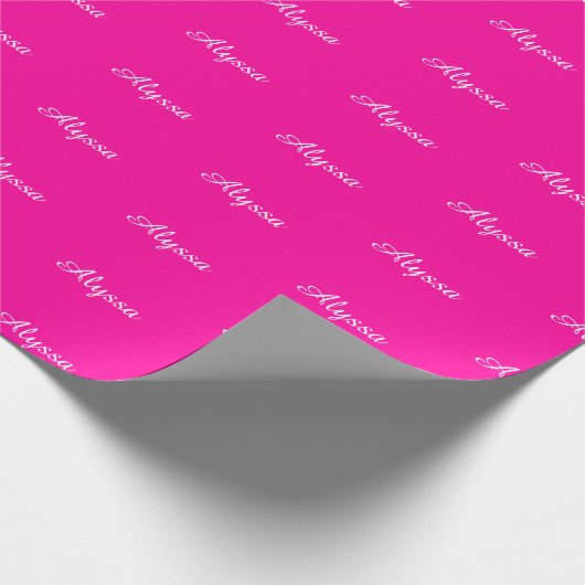 Elegant Neon Pink benutzerdefinierte Skriptname ch Geschenkpapier (Ecke)
