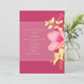 Elegant Neon Pink Floral Wedding Einladung (Stehend Vorderseite)