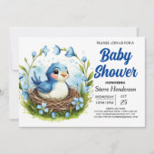 Elegant Nest Woodland Bird Boy Baby Shower Einladung (Vorderseite)