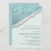 Elegant Neujahr Einladung Glam Glitzer (Vorne/Hinten)